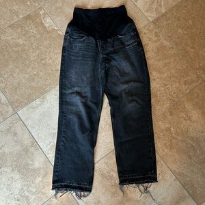 Old Navy Black denim Maternity Jean sz 8 Long slouchy straight